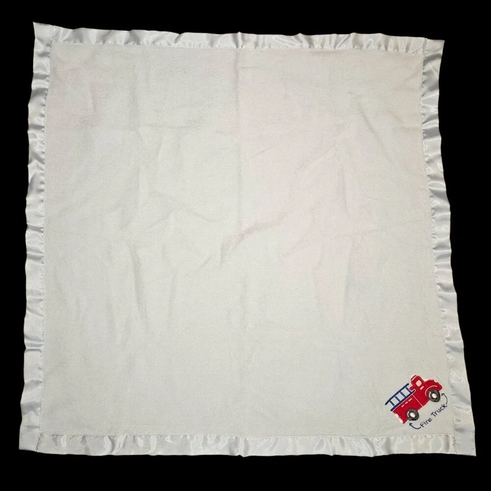 Gerber Light Blue Baby Blanket Satin Trim Firetruck 30